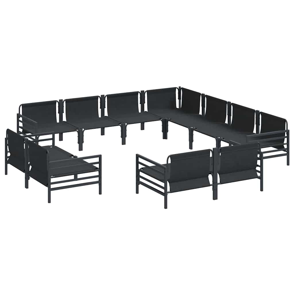 vidaXL Garden Sofa Set 11 pcs Black Steel 6