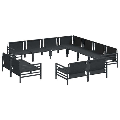 vidaXL Garden Sofa Set 11 pcs Black Steel 6