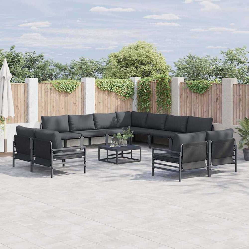 vidaXL Garden Sofa Set 12 pcs Black Steel