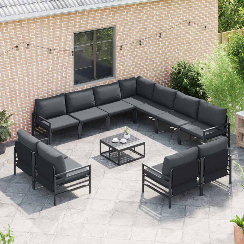 vidaXL Garden Sofa Set 12 pcs Black Steel 3