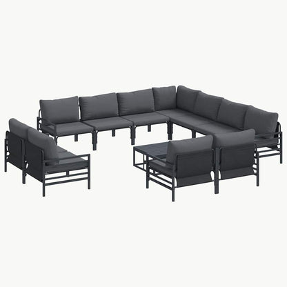 vidaXL Garden Sofa Set 12 pcs Black Steel 2