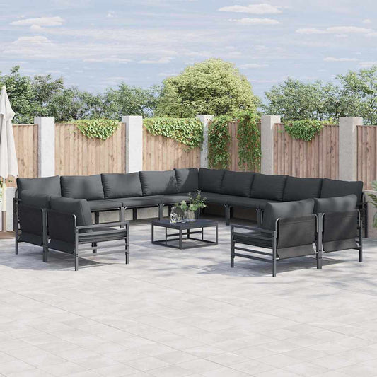 vidaXL Garden Sofa Set 13 pcs Black Steel 1