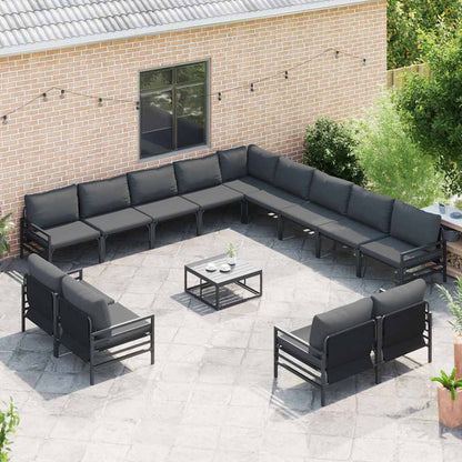 vidaXL Garden Sofa Set 13 pcs Black Steel 5