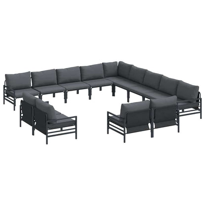 Garden Sofa Set 13 pcs Black Steel without table