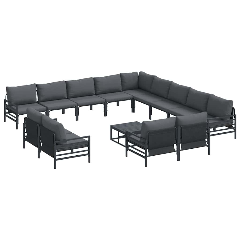 Garden Sofa Set 13 pcs Black Steel with table
