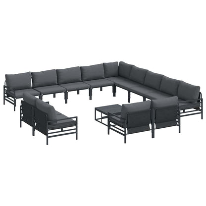 Garden Sofa Set 13 pcs Black Steel with table