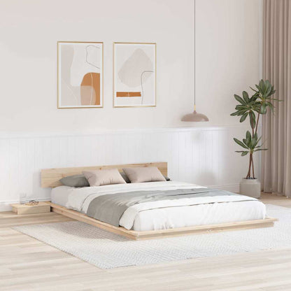 Bed Frame Brown Wood Length 200 cm Natural 150 cm