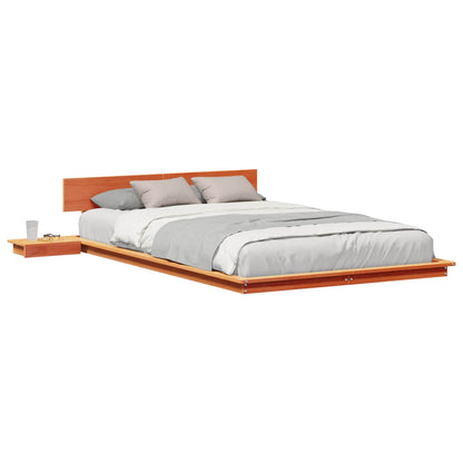 Bed Frame Brown Wood Length 200 cm Wax Brown 120 cm