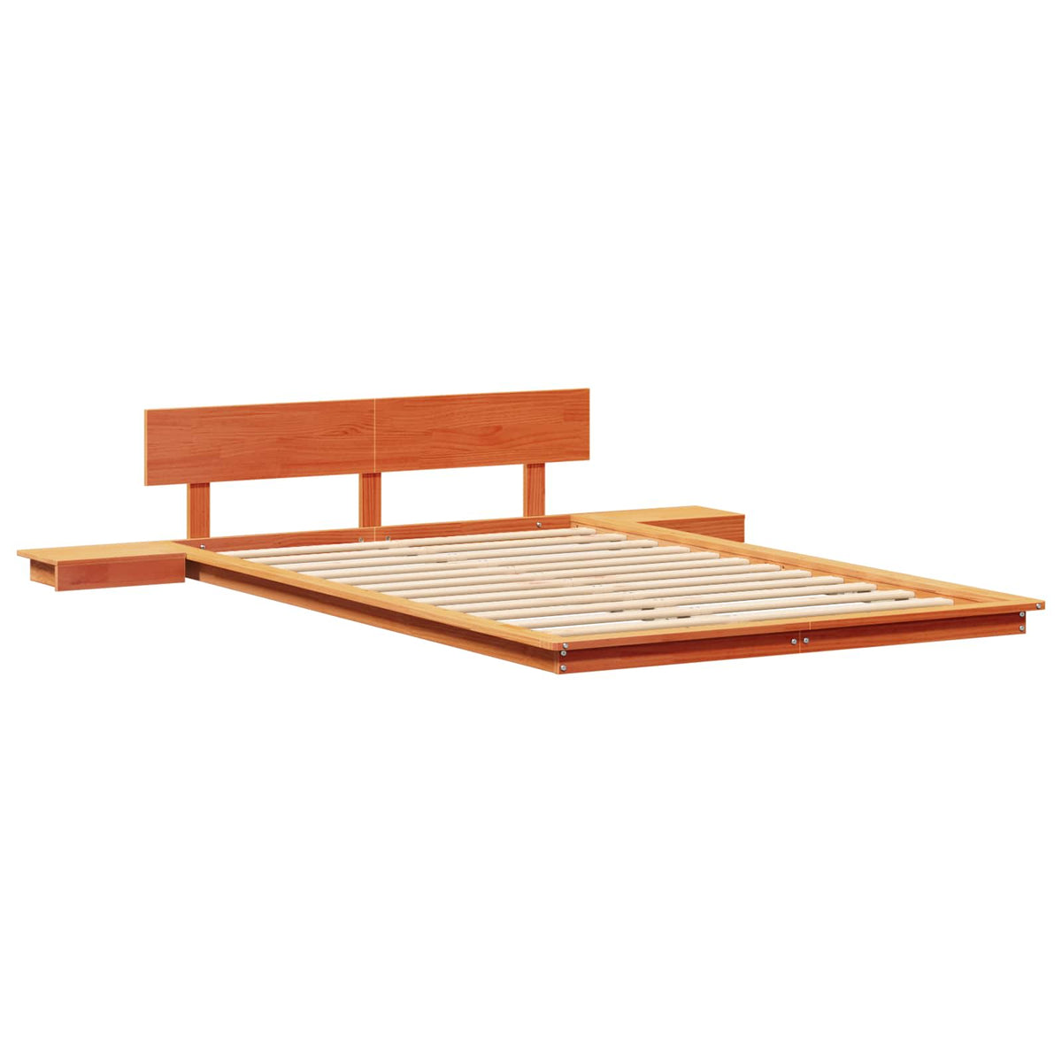 Bed Frame Brown Wood Length 200 cm Wax Brown 120 cm