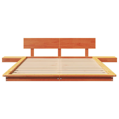 Bed Frame Brown Wood Length 200 cm Wax Brown 120 cm