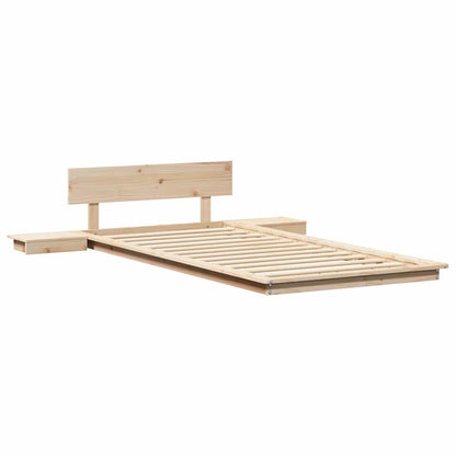 Bed Frame Brown Wood Length 200 cm Natural 90 cm