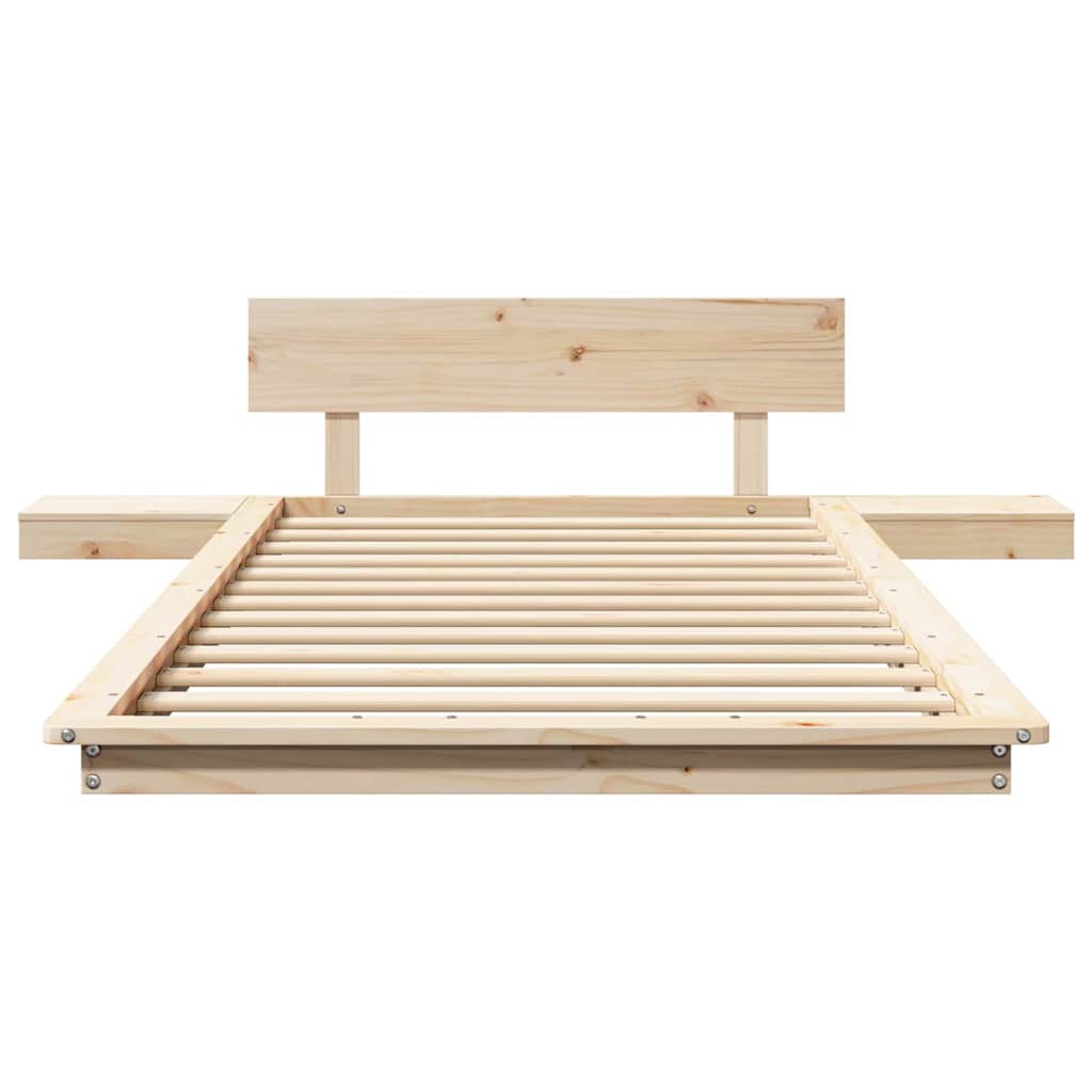 Bed Frame Brown Wood Length 200 cm Natural 90 cm