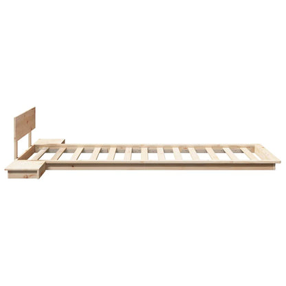 Bed Frame Brown Wood Length 200 cm Natural 90 cm