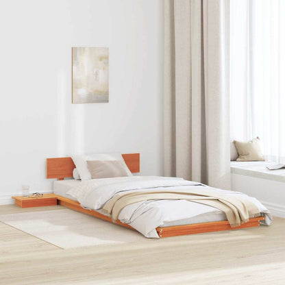 Bed Frame Brown Wood Length 200 cm Wax Brown 90 cm