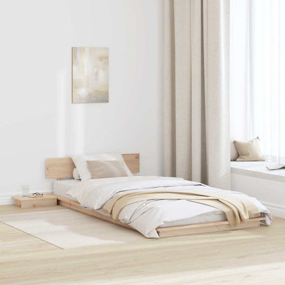 Bed Frame Brown Wood Length 200 cm Natural 80 cm