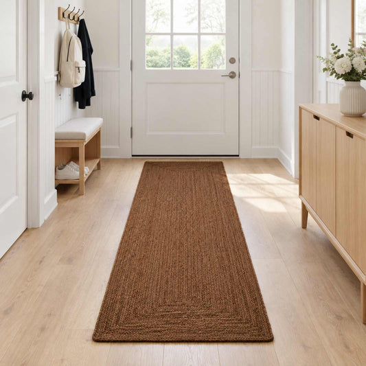 Area Rug Jute Grey Width 60 cm 250 cm