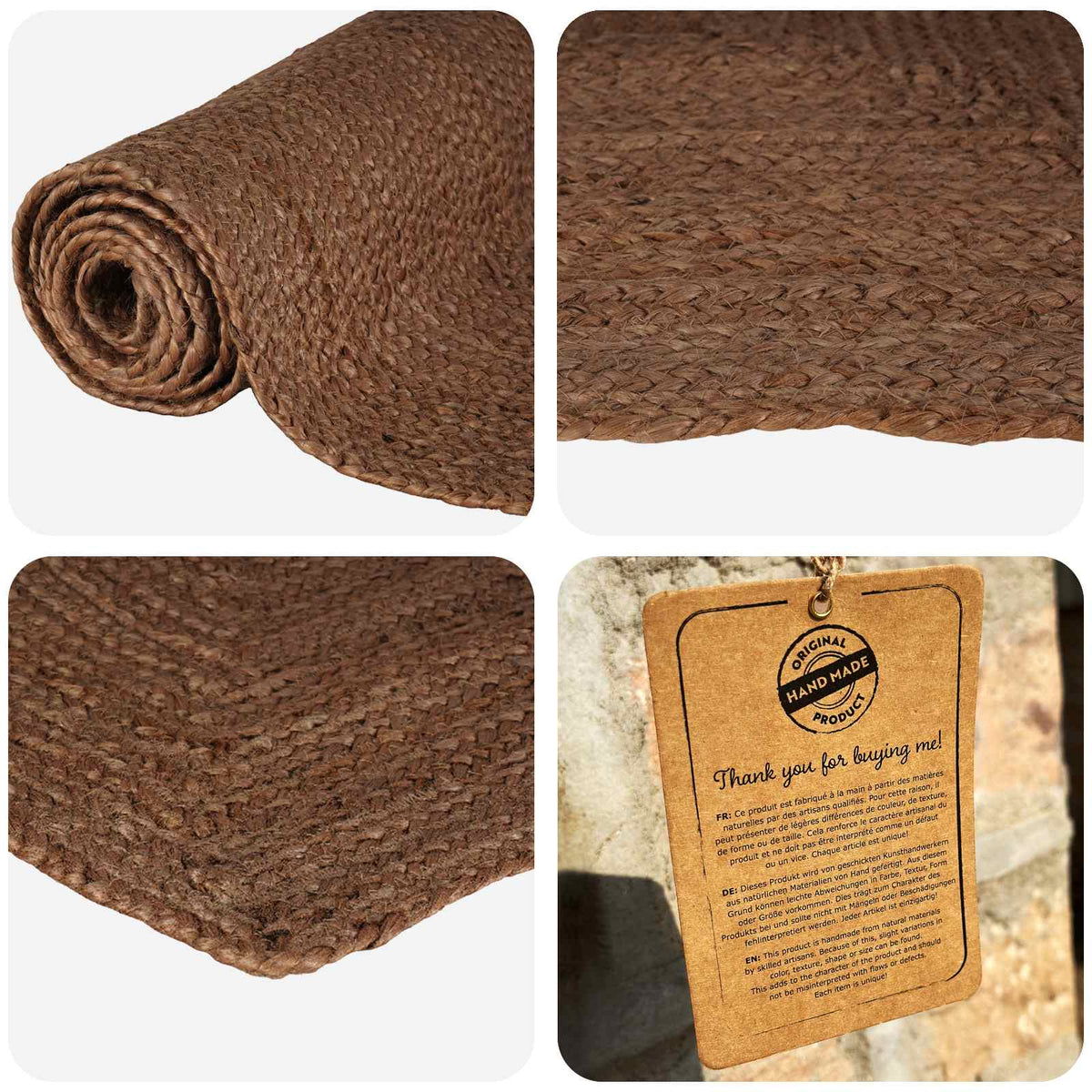 Area Rug Jute Grey Width