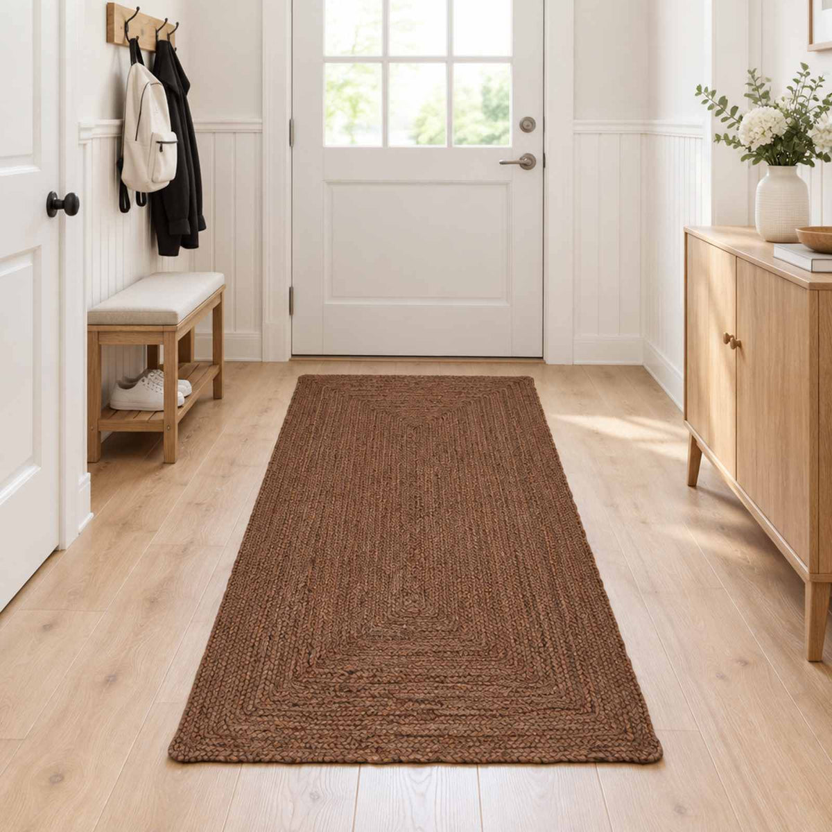 Area Rug Jute Grey Width 80 cm 250 cm