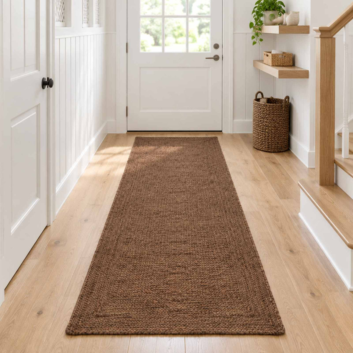 Area Rug Jute Grey Width 80 cm 300 cm
