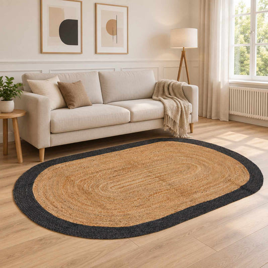 Area Rug Jute Dark grey 152 cm 245 cm