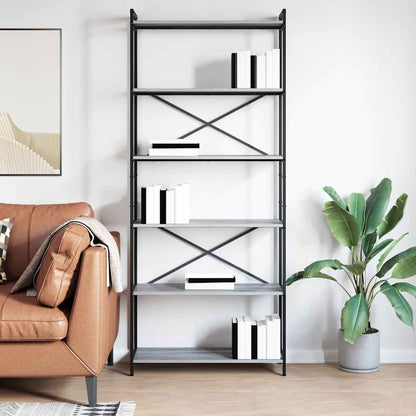 Bookshelf 80 x 30 x 189.5 cm Engineered Wood Height 188 cm Grey sonoma