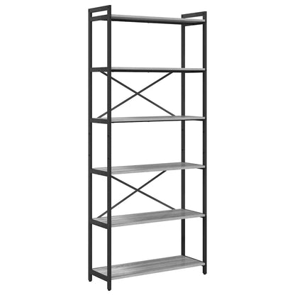 Bookshelf 80 x 30 x 189.5 cm Engineered Wood Height 188 cm Grey sonoma