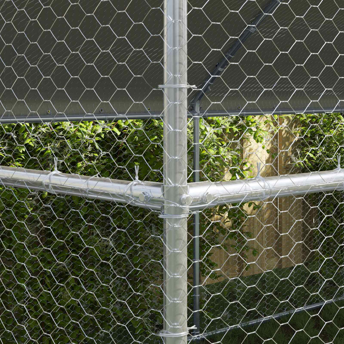vidaXL Chicken Cage 4 pcs Silver 800 x 200 x 200 cm Steel and PE 3