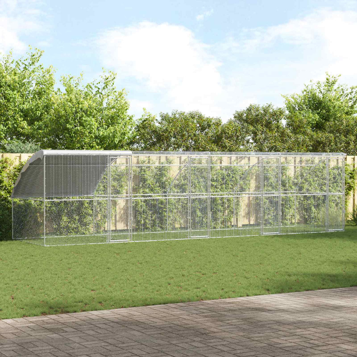 vidaXL Chicken Cage 4 pcs Silver 800 x 200 x 200 cm Steel and PE 1