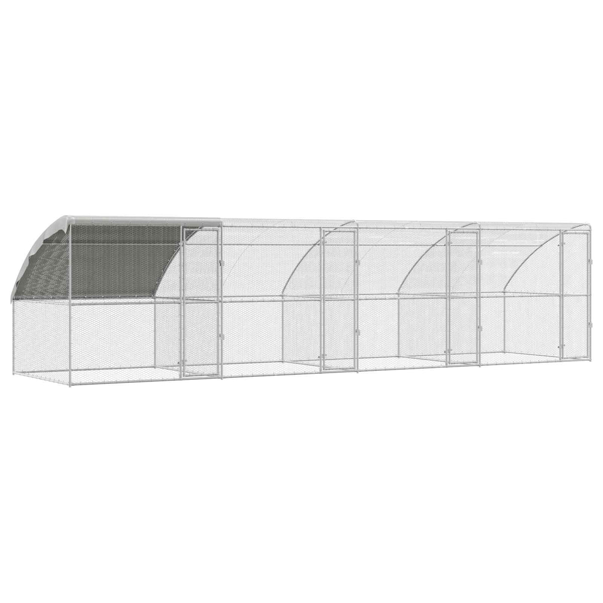 vidaXL Chicken Cage 4 pcs Silver 800 x 200 x 200 cm Steel and PE 2