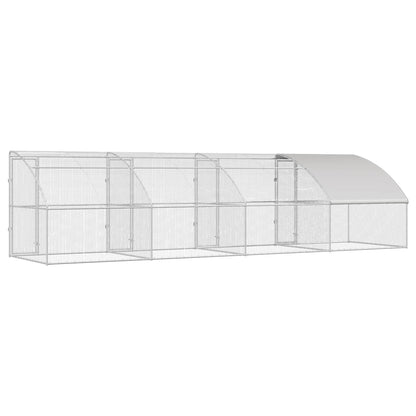 vidaXL Chicken Cage 4 pcs Silver 800 x 200 x 200 cm Steel and PE 6