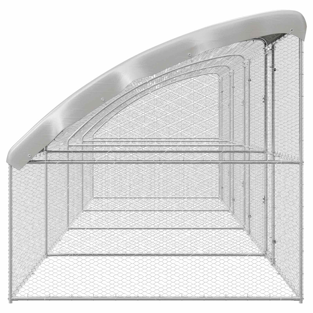 vidaXL Chicken Cage 4 pcs Silver 800 x 200 x 200 cm Steel and PE 5