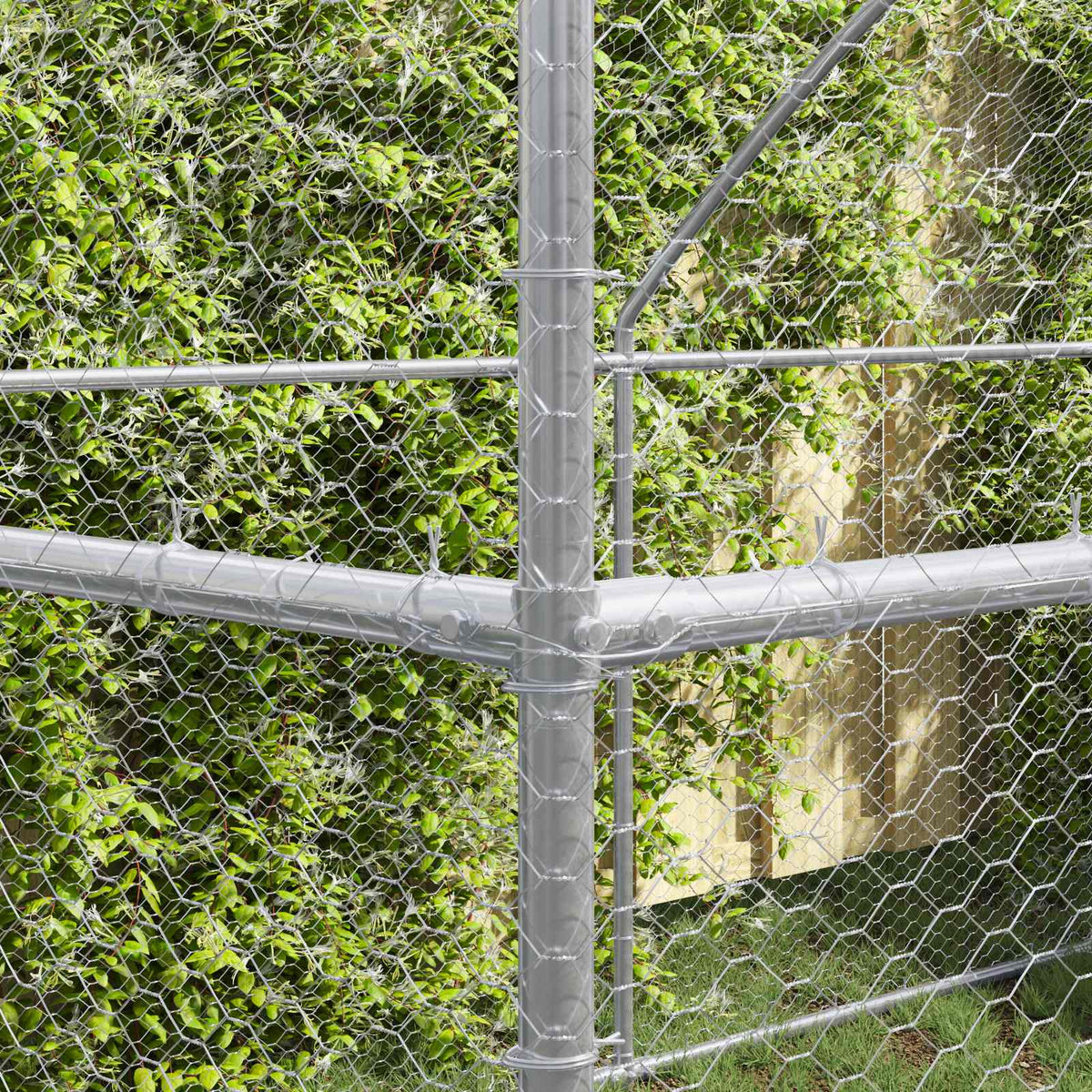 vidaXL Chicken Cage 4 pcs Silver 800 x 200 x 200 cm Steel and PE 3
