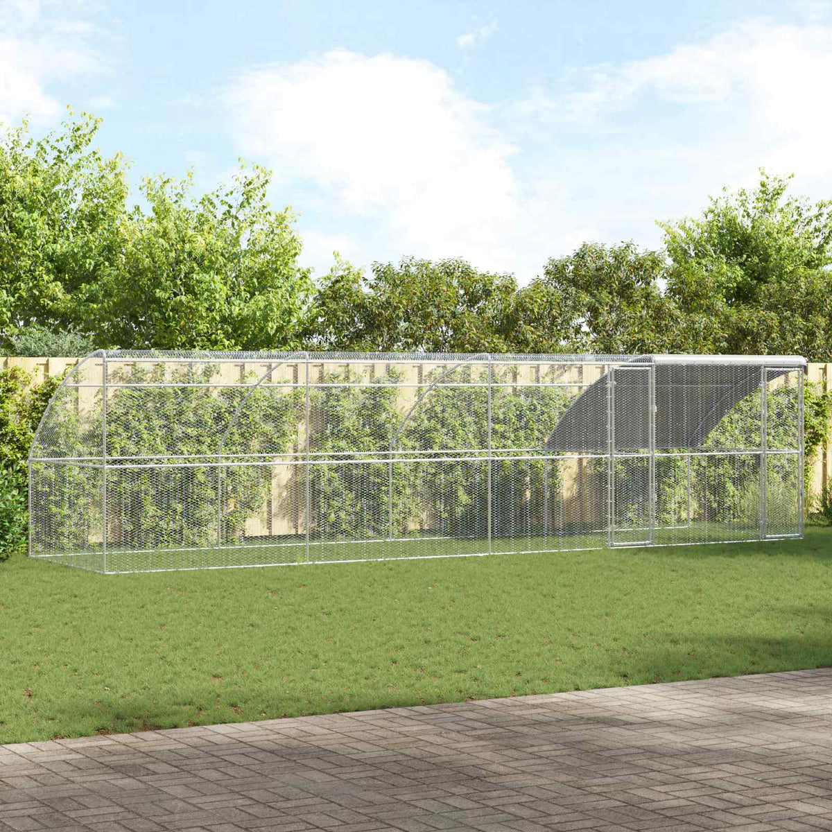 vidaXL Chicken Cage 4 pcs Silver 800 x 200 x 200 cm Steel and PE 1