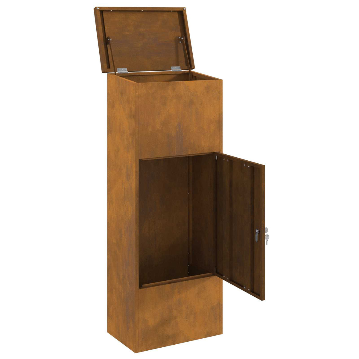 Parcel Drop Box with Storage 44.5 x 29 x 110.5 cm Steel Weathering steel