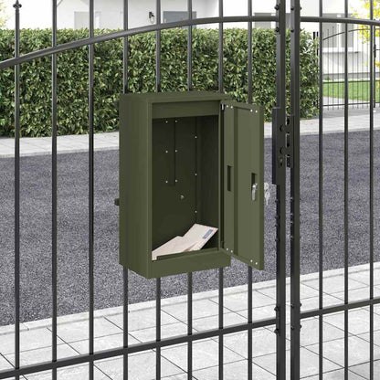 Mailbox with Storage with Door 30 x 20 x 55 cm Steel Olive green