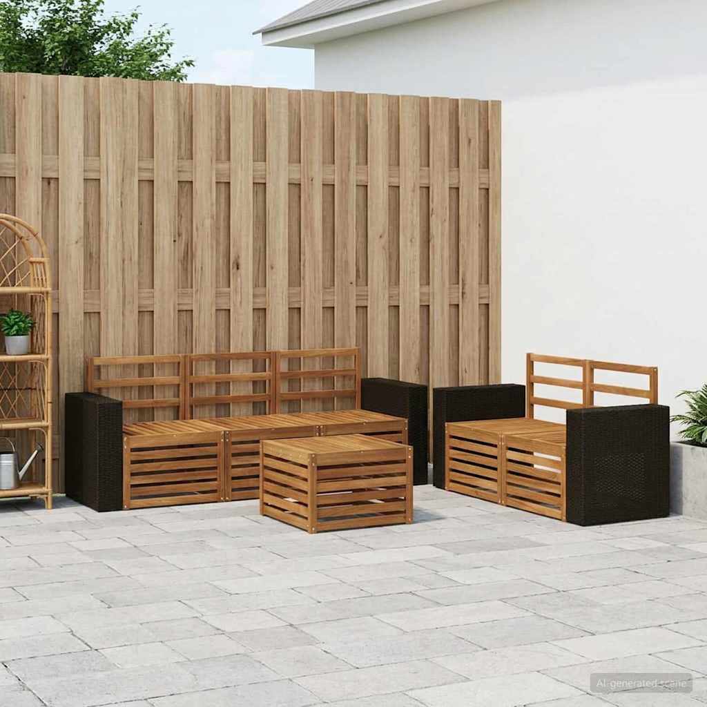 vidaXL Outdoor Sofa Set 6 pcs Natural Solid Acacia Wood 1