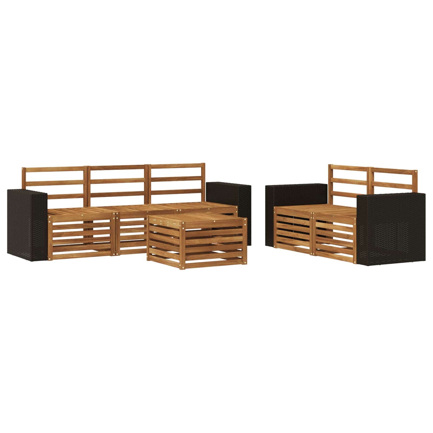 vidaXL Outdoor Sofa Set 6 pcs Natural Solid Acacia Wood 2