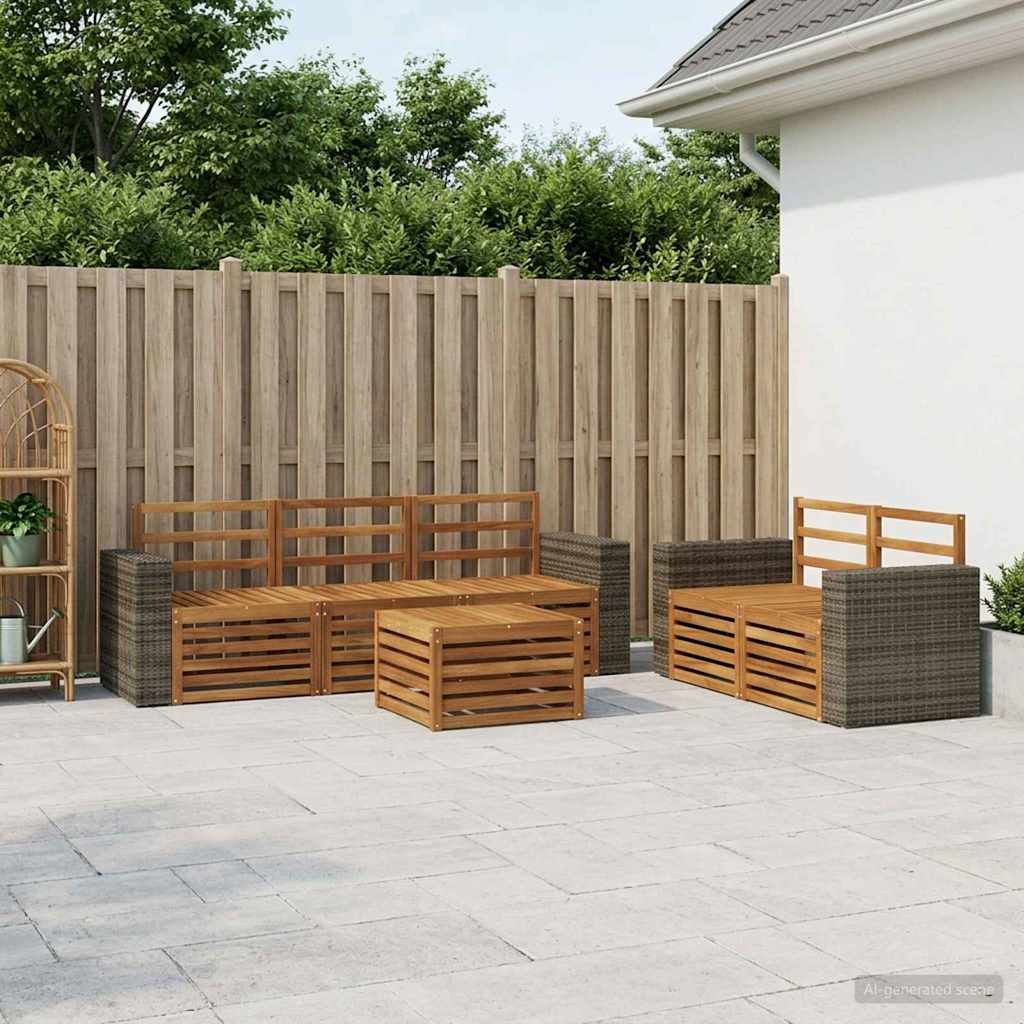 vidaXL Outdoor Sofa Set 6 pcs Natural Solid Acacia Wood 1