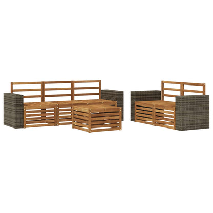 vidaXL Outdoor Sofa Set 6 pcs Natural Solid Acacia Wood 2