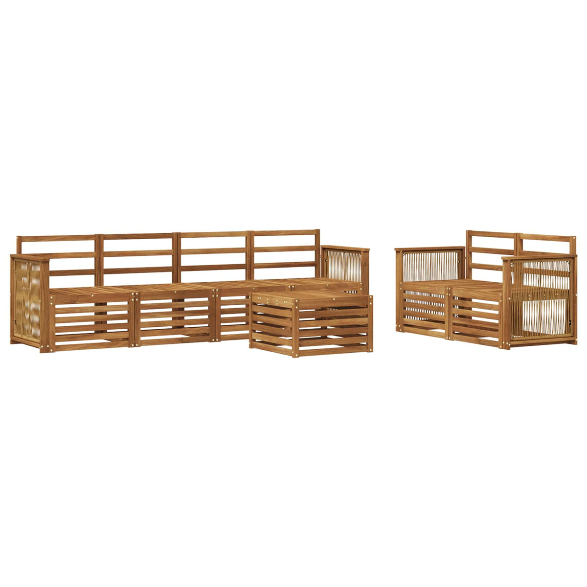 vidaXL Outdoor Sofa Set 7 pcs Natural Solid Acacia Wood 2