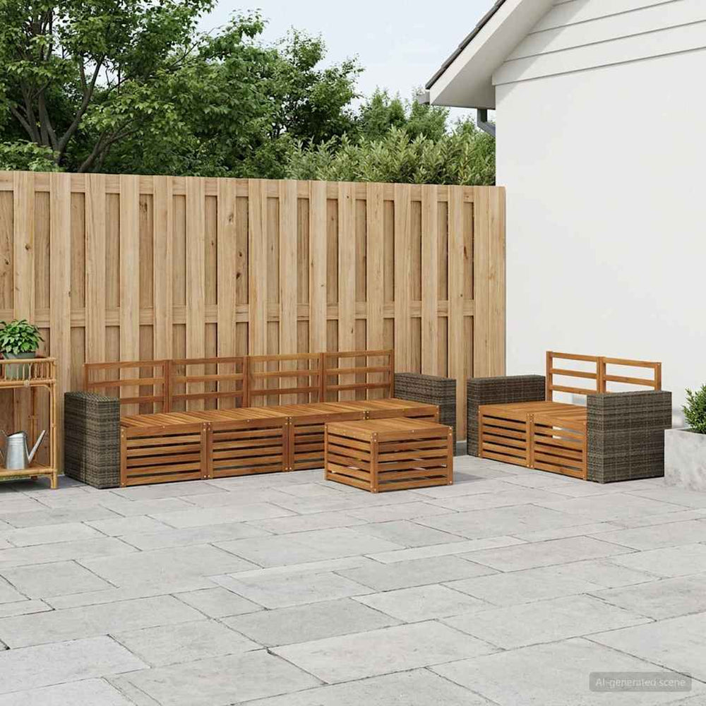 vidaXL Outdoor Sofa Set 7 pcs Natural Solid Acacia Wood