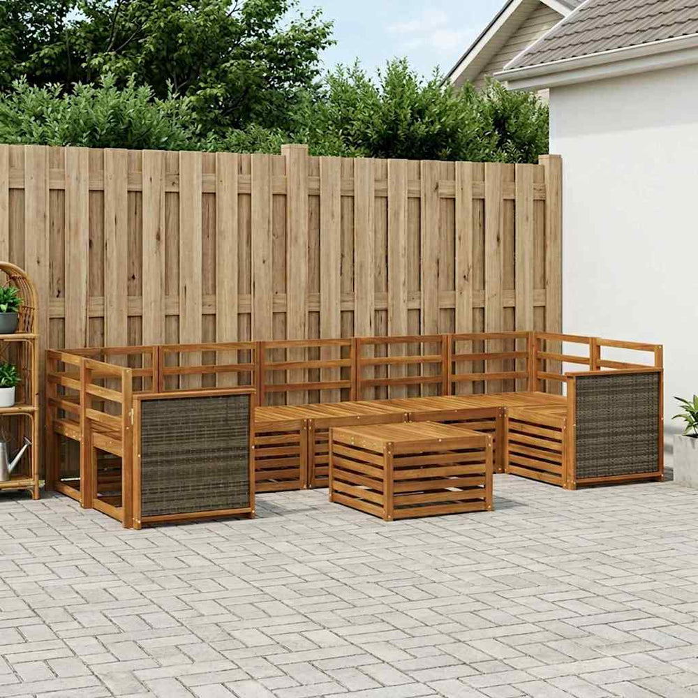 vidaXL Outdoor Sofa Set 8 pcs Natural Solid Acacia Wood