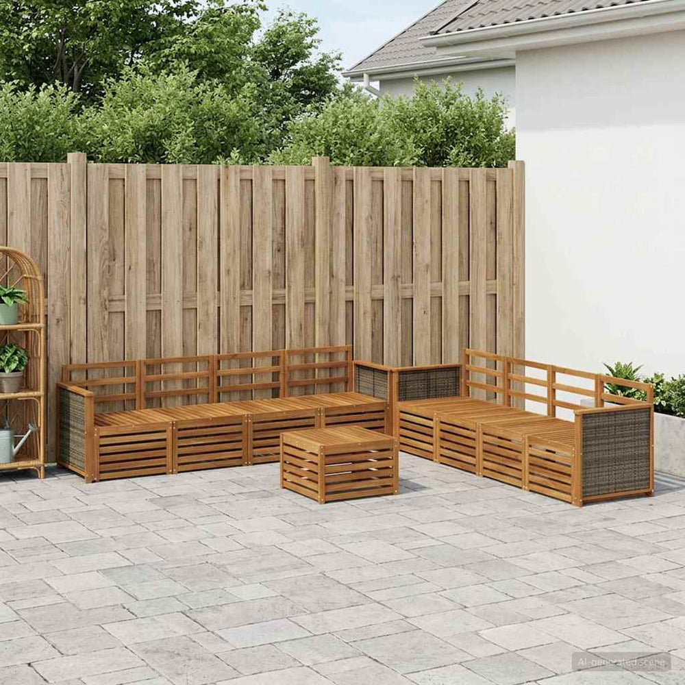 vidaXL Outdoor Sofa Set 9 pcs Natural