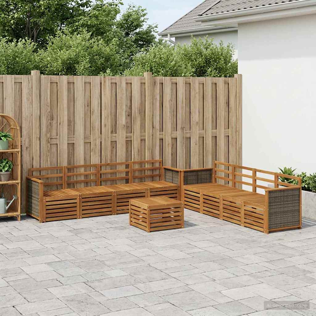 vidaXL Outdoor Sofa Set 9 pcs Natural 1