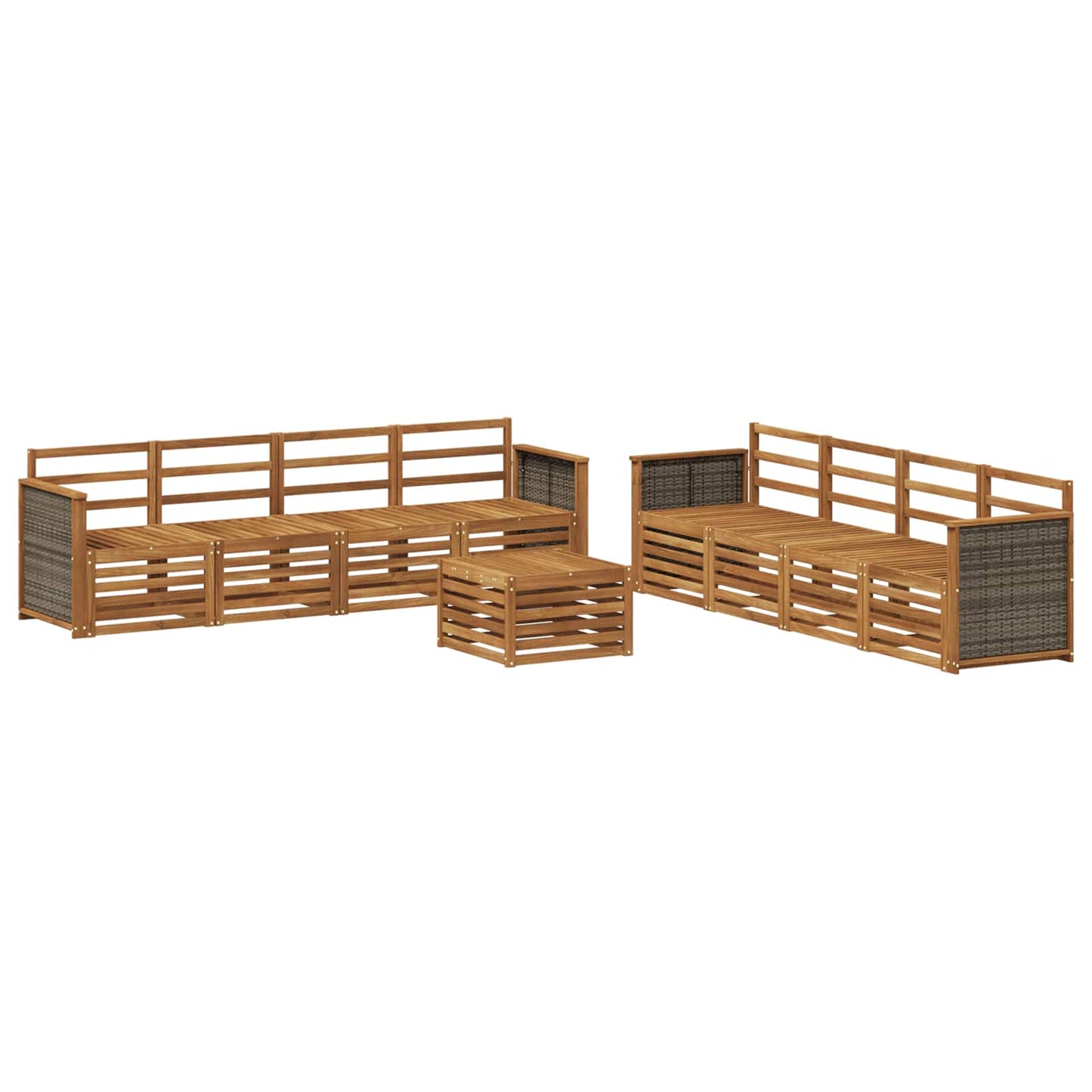 vidaXL Outdoor Sofa Set 9 pcs Natural 2