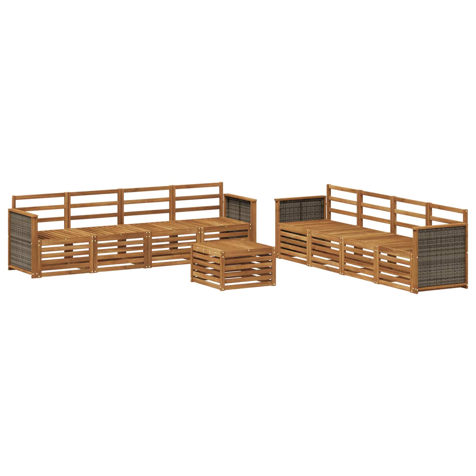 vidaXL Outdoor Sofa Set 9 pcs Natural 2