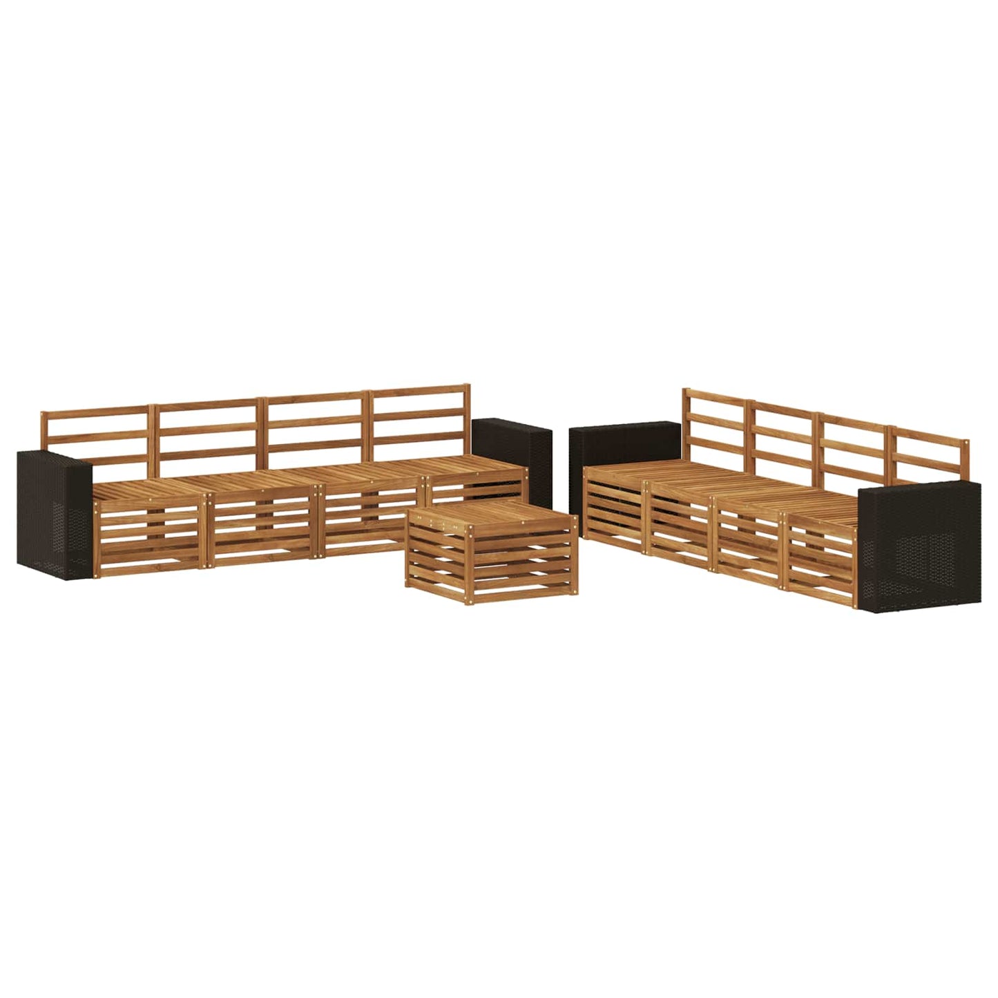 vidaXL Outdoor Sofa Set 9 pcs Natural 2