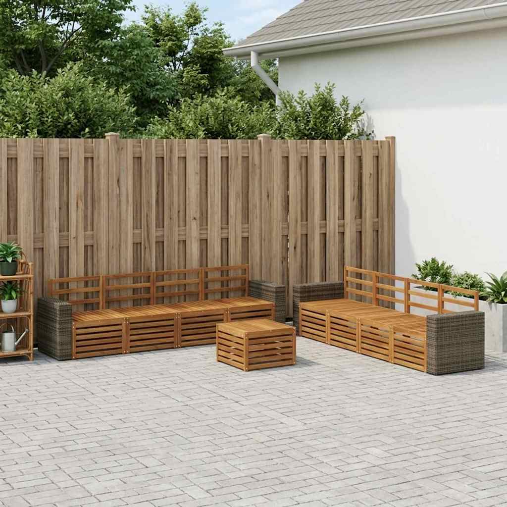 vidaXL Outdoor Sofa Set 9 pcs Natural 1