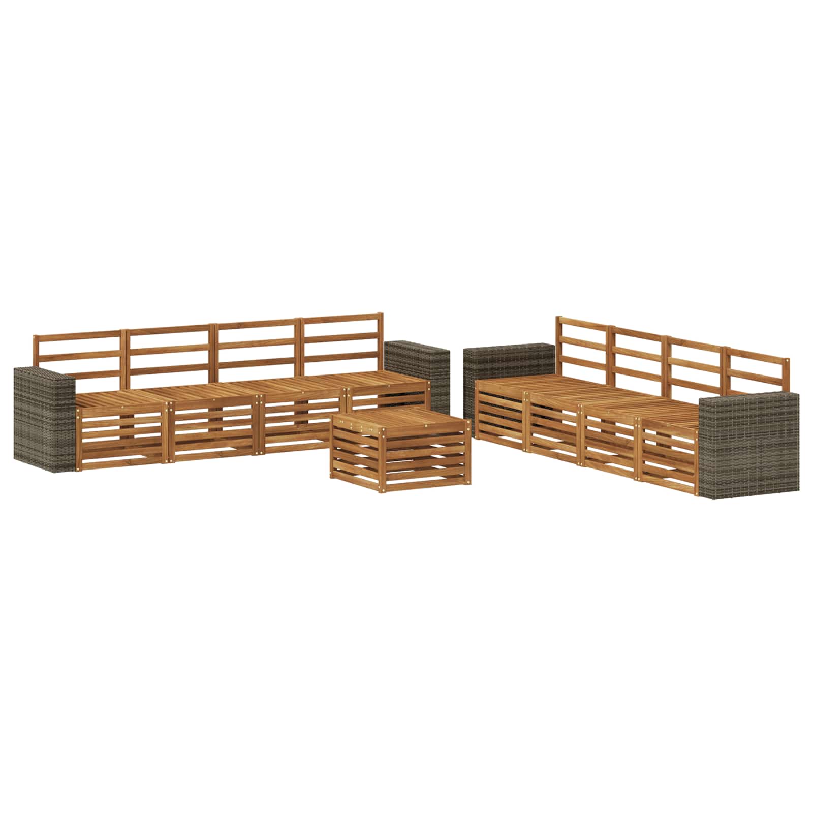 vidaXL Outdoor Sofa Set 9 pcs Natural 2