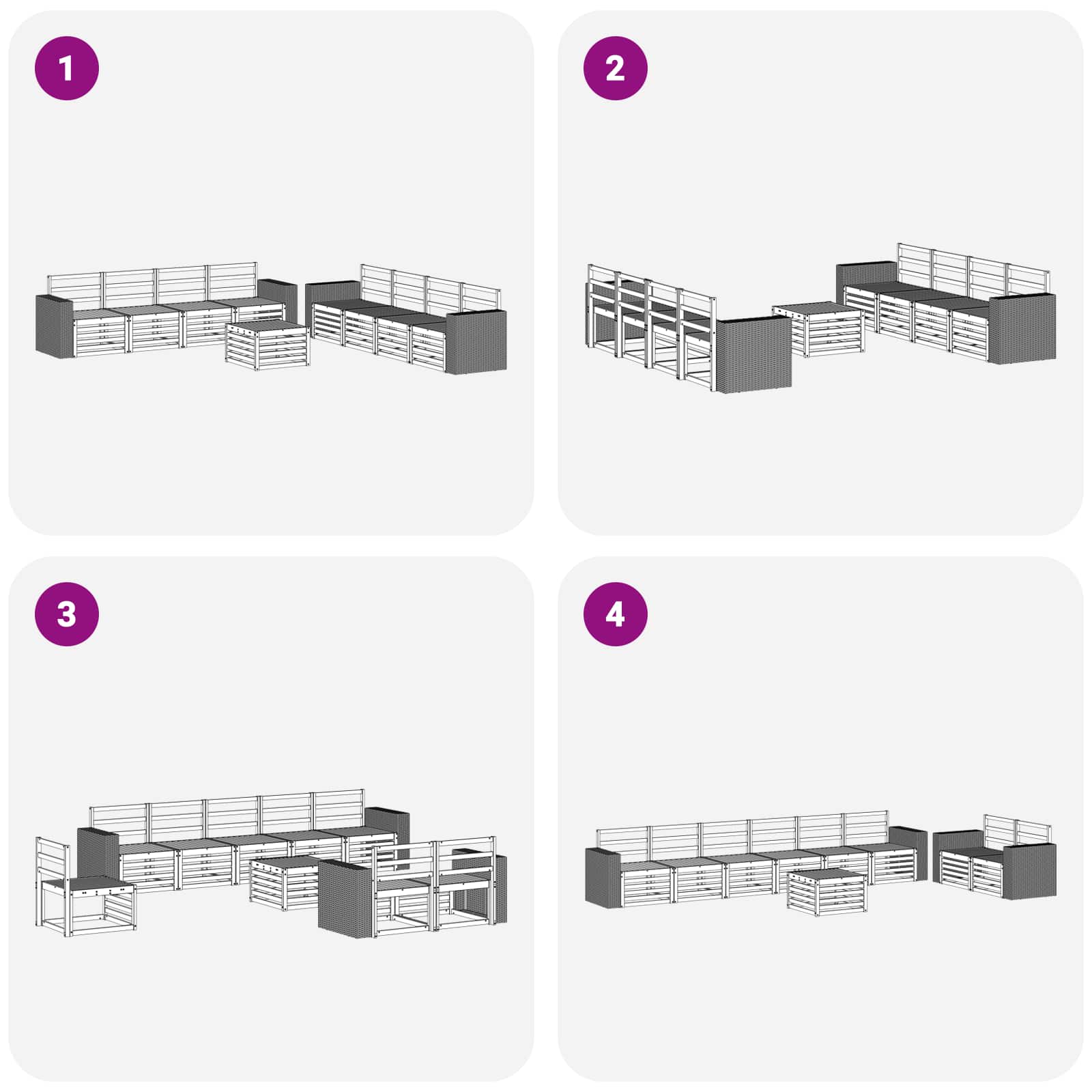 vidaXL Outdoor Sofa Set 9 pcs Natural 6